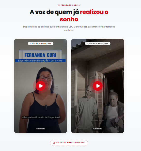 Página de prova social — exemplo
