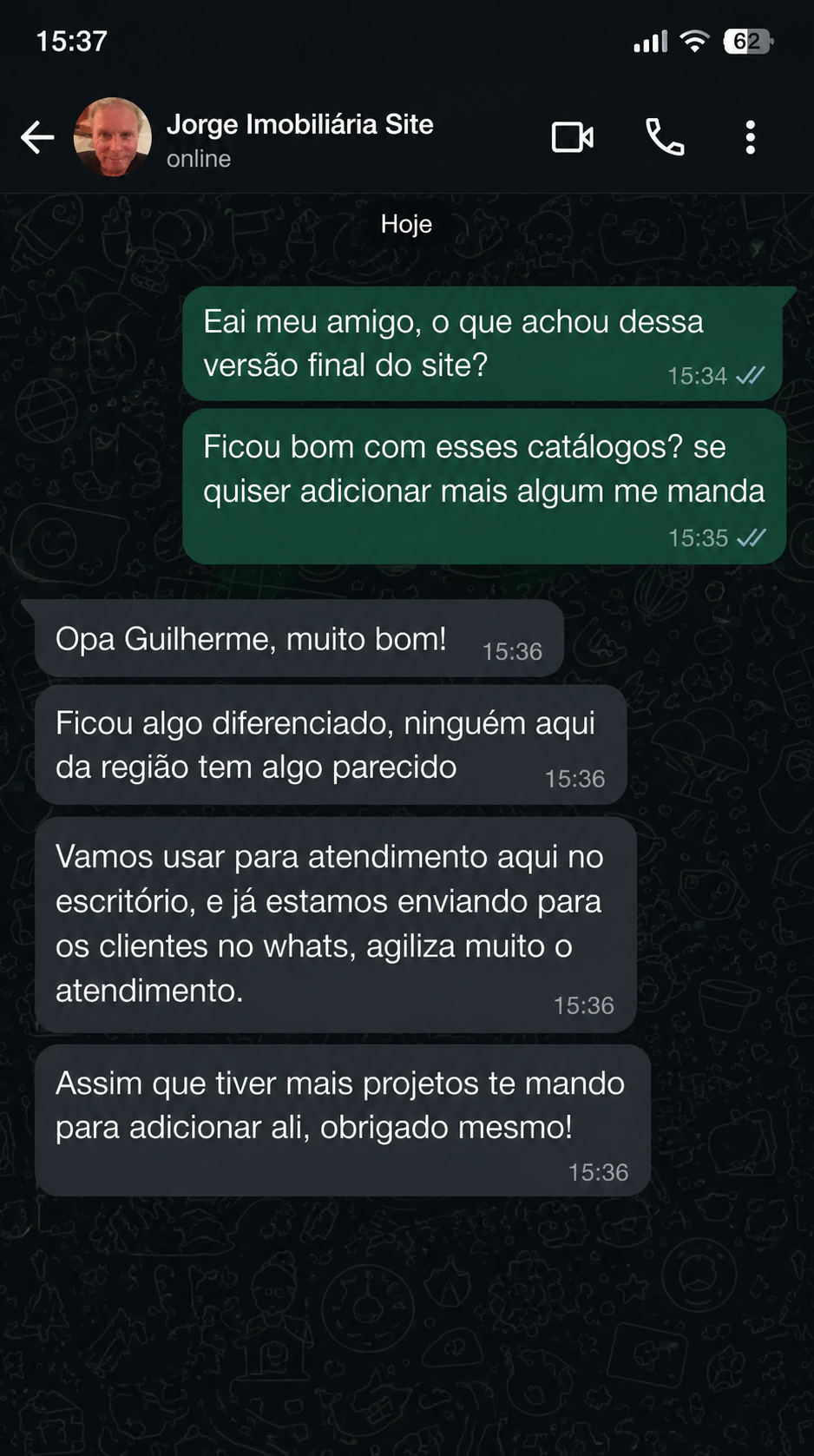 Feedback de Jorge — cliente Engrenagem MRK